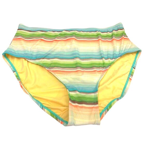 NWT Jantzen Aqua Blue Stripe Tummy Control Stretch Smooth Swim Bottom Large 14 - Picture 2 of 8